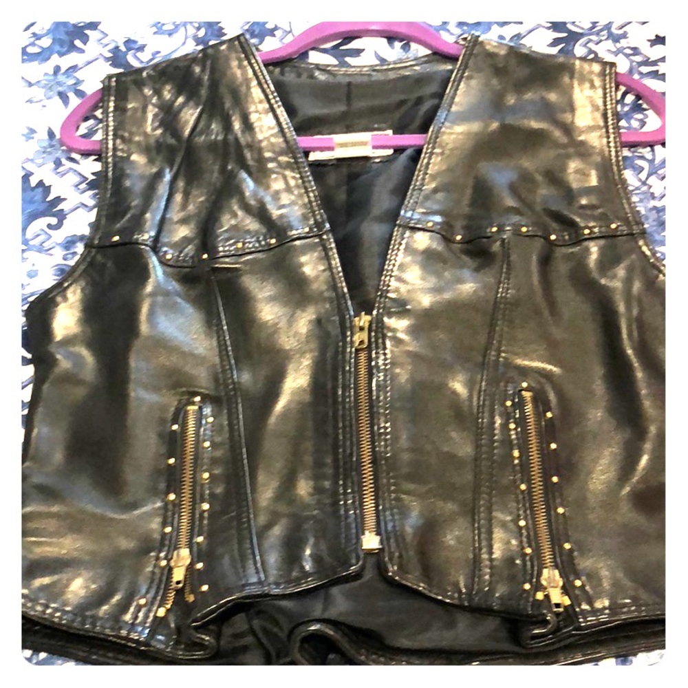 Leather motorcycle vest